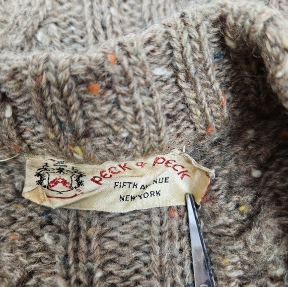 Vintage 50s Peck & Peck‎ Tan Flecked Cable Knit Sweater Vest Size Medium V20 - Picture 7 of 8